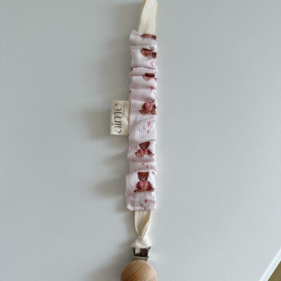 Clip porta ciuccio dolce teddy cuoricini rosa