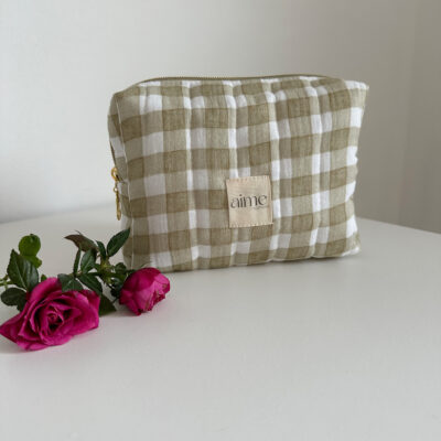 Beauty case quadretto verde