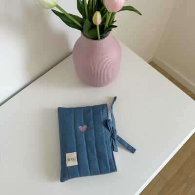 Custodia per libro denim cuore lilac